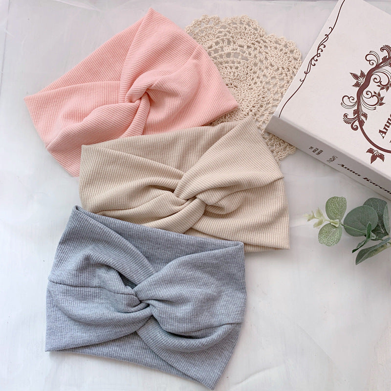 Korean Twisted Cross Knit Wide Headband
