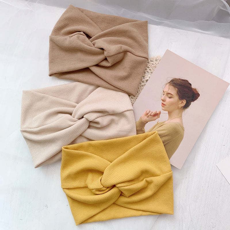 Korean Twisted Cross Knit Wide Headband