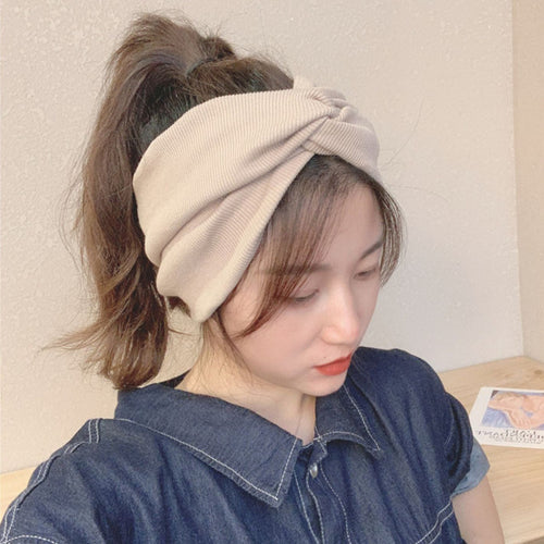 Korean Twisted Cross Knit Wide Headband